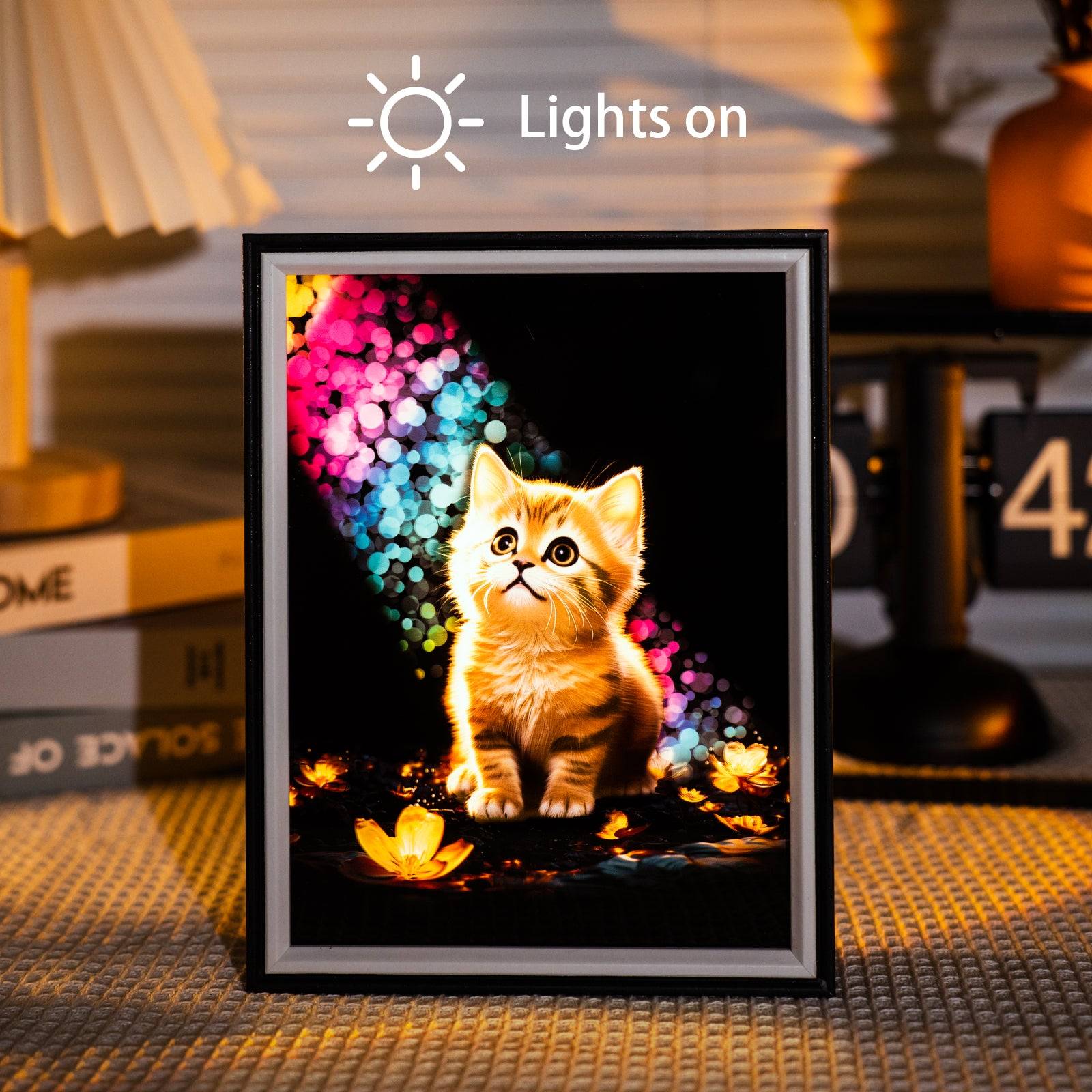 Rainbow Cat LED Light Painting Lamp Artwork Night Light  animal series