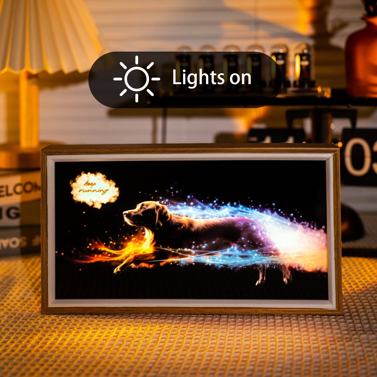 Running Dog LED Light Painting Lamp Artwork Night Light  animal series