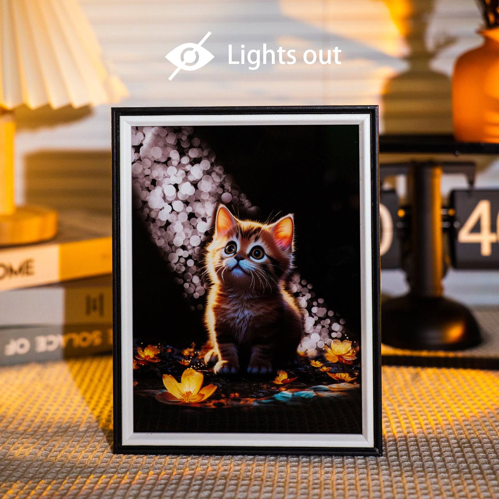 Rainbow Cat LED Light Painting Lamp Artwork Night Light  animal series