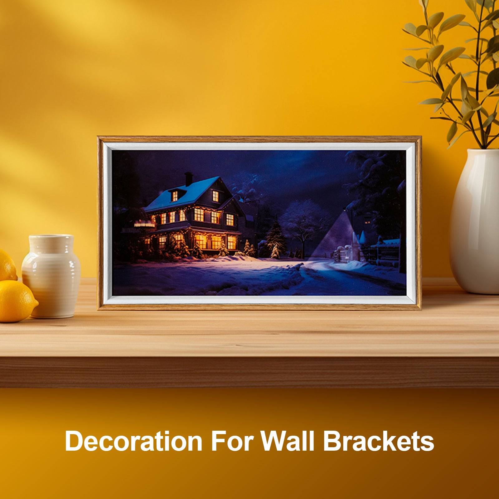 Snow Night Cabin LED Light Painting Lamp Artwork Night Light  landscape series