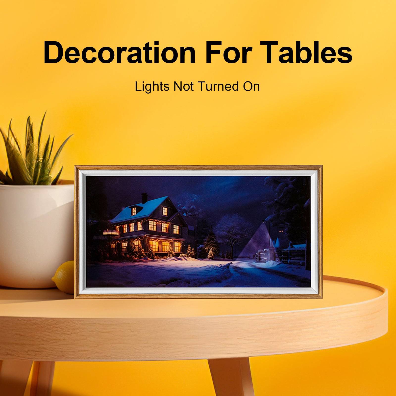 Snow Night Cabin LED Light Painting Lamp Artwork Night Light  landscape series
