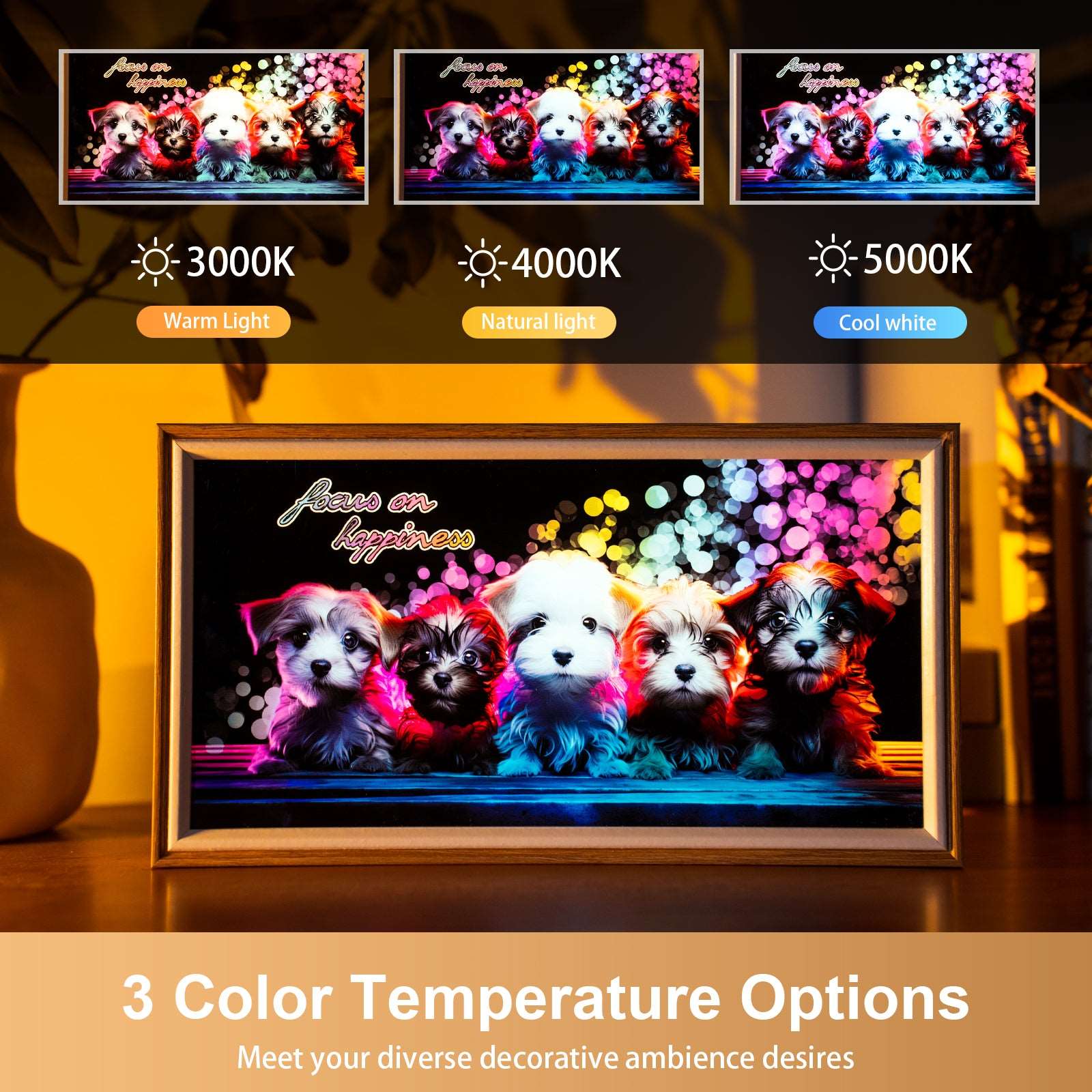 Rainbow Dogs LED Light Painting Lamp Artwork Night Light  animal series