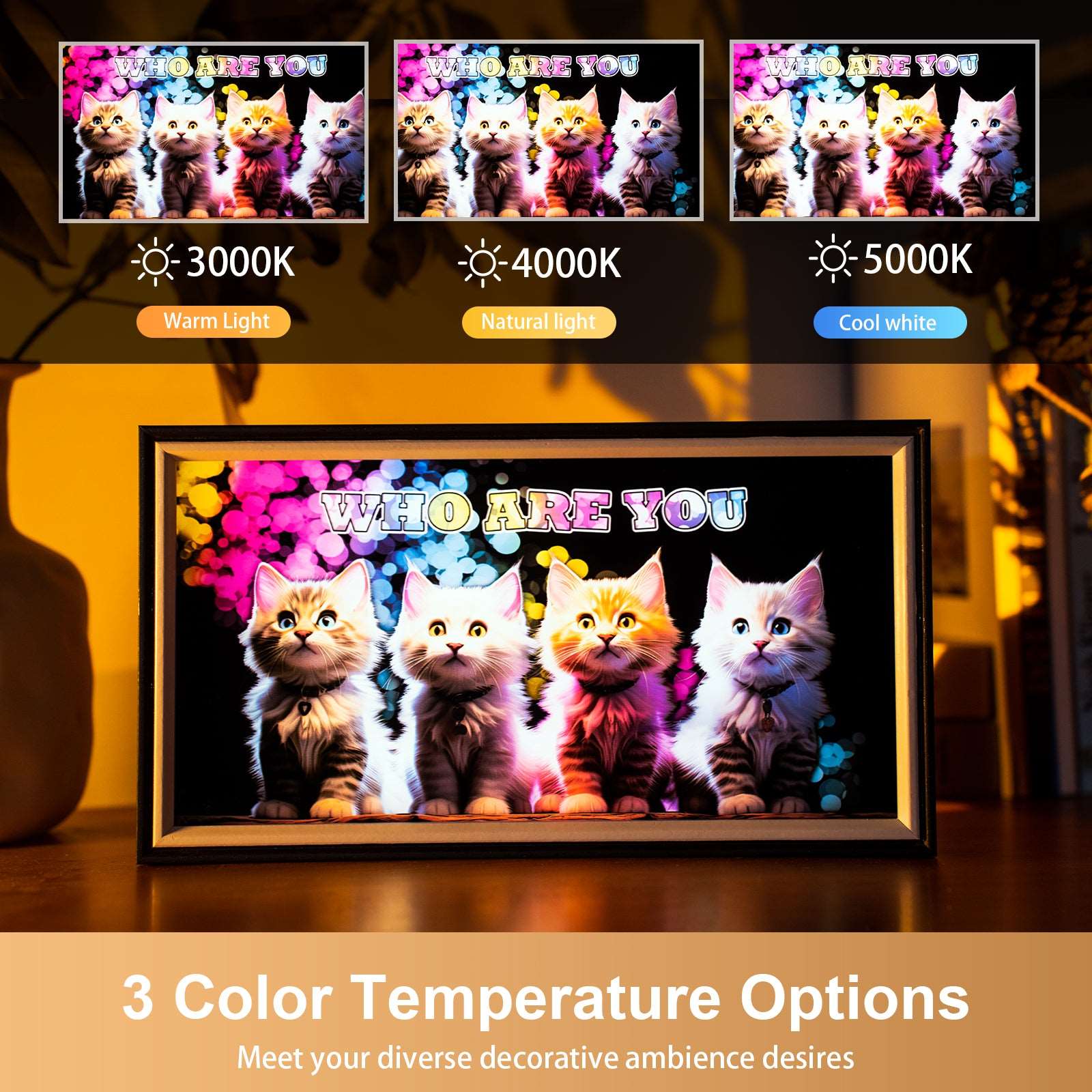 Cute Cats LED Light Painting Lamp Artwork Night Light  animal series