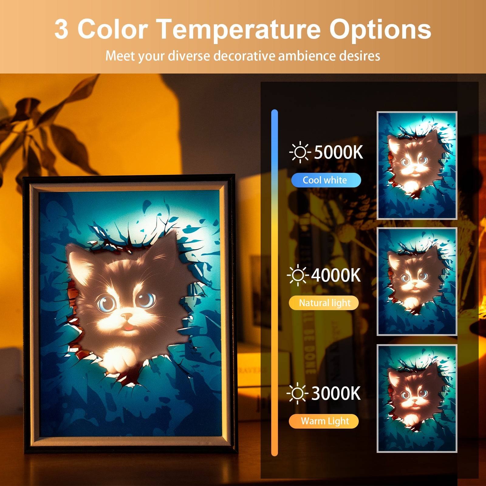 Black Cat Light Painting Lamp Artwork Night Light  animal series