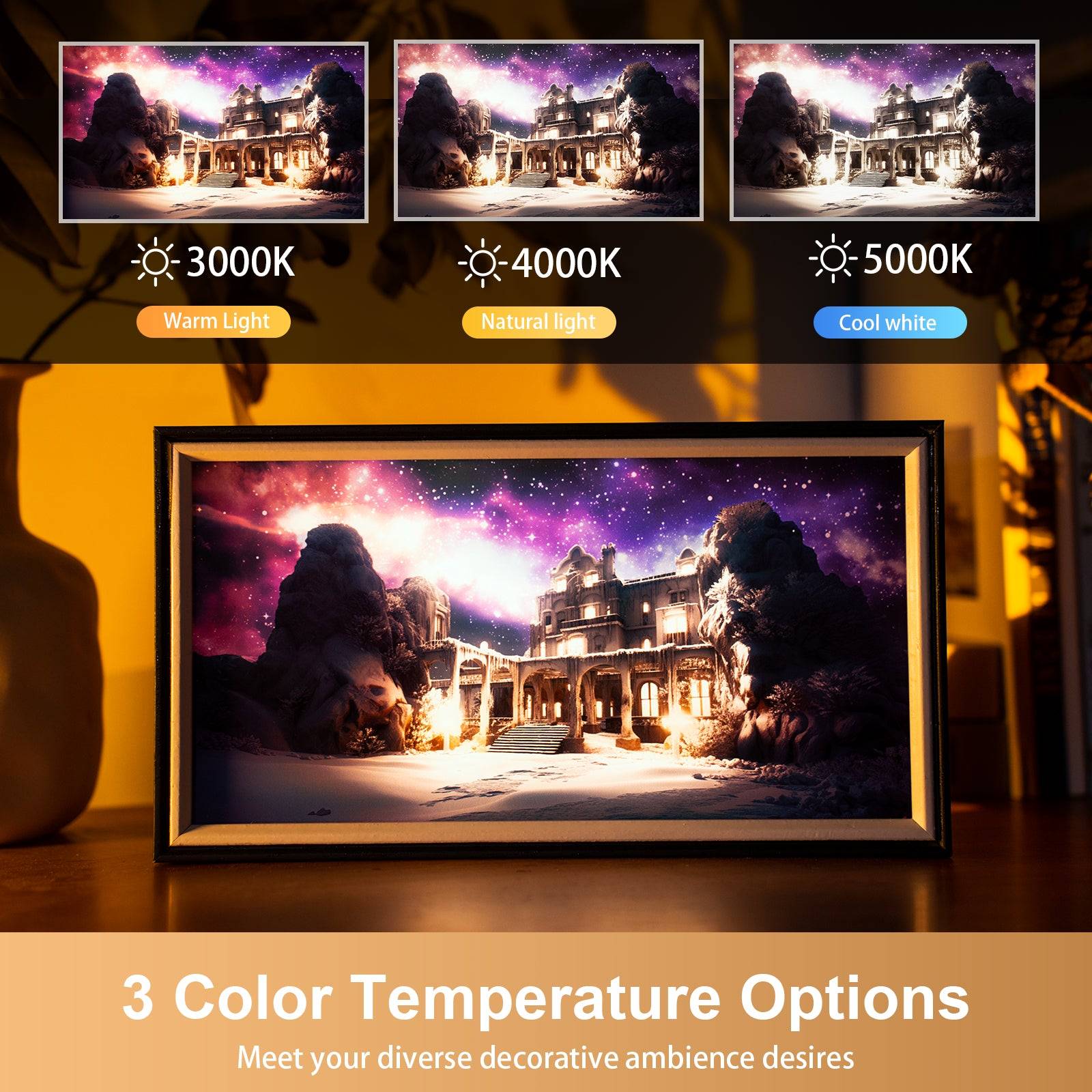 Castle At Night LED Light Painting Lamp Artwork Night Light  landscape series