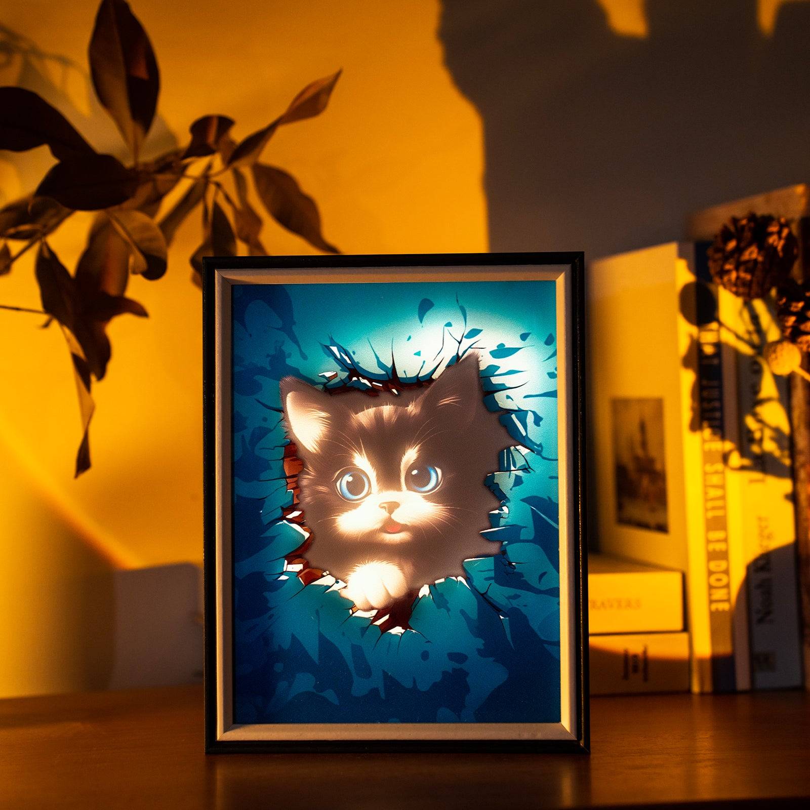 Black Cat Light Painting Lamp Artwork Night Light  animal series