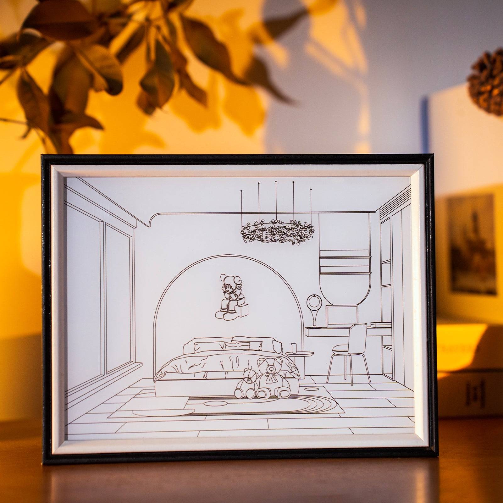 Room LED Light Painting Lamp Artwork Night Light  architecture series