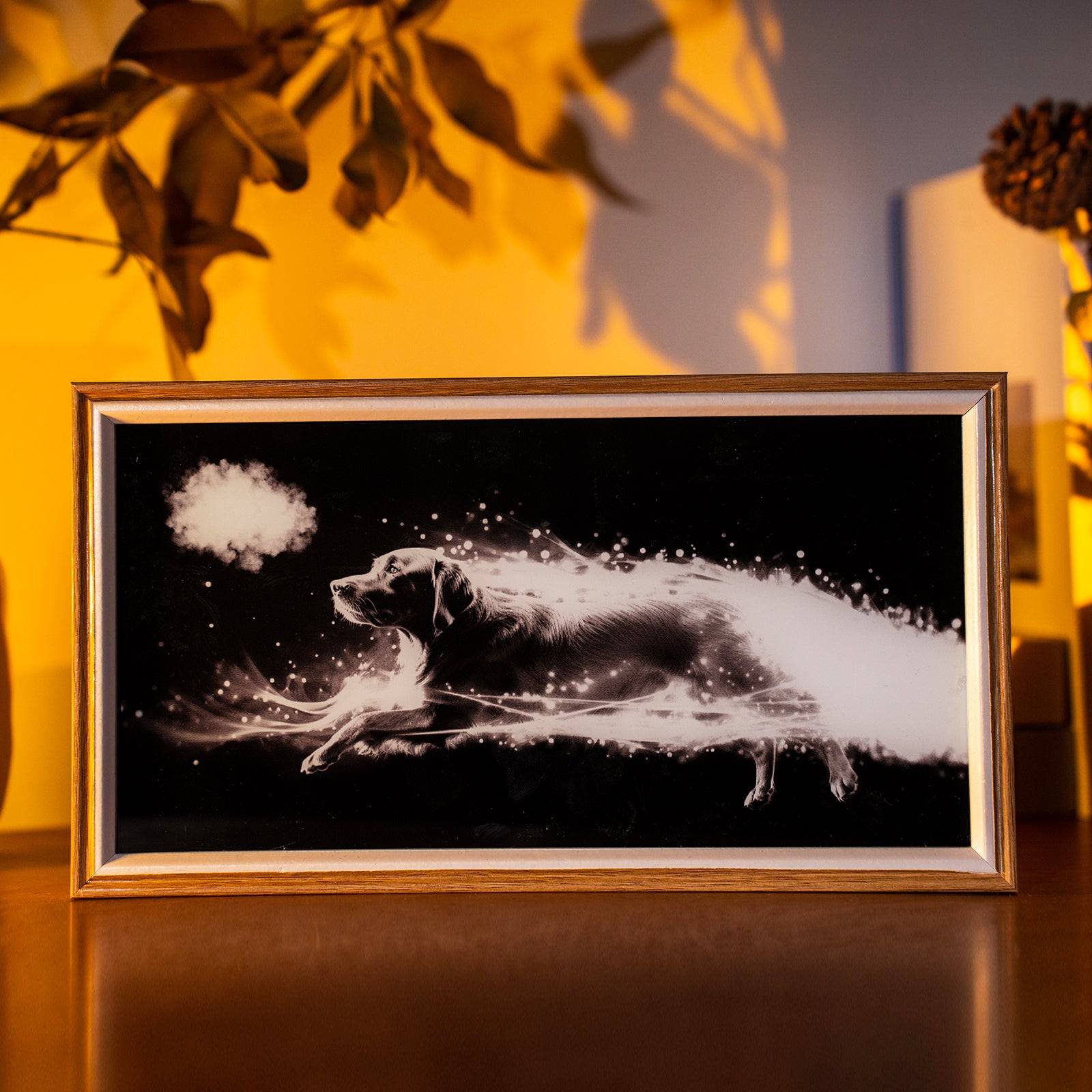 Running Dog LED Light Painting Lamp Artwork Night Light  animal series