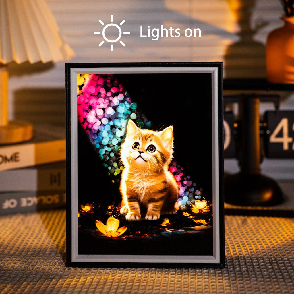 Rainbow Cat LED Light Painting Lamp Artwork Night Light  animal series