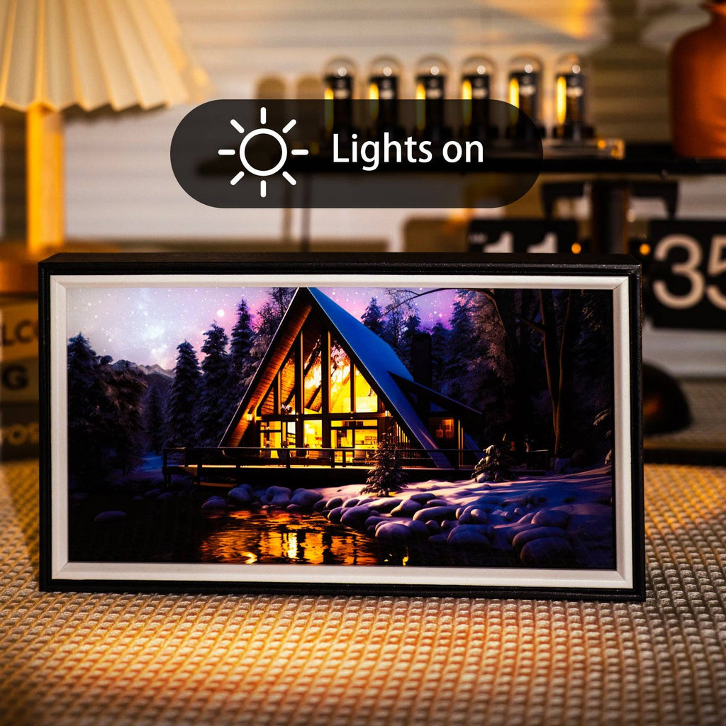 Villa At Night LED Light Painting Lamp Artwork Night Light  landscape series