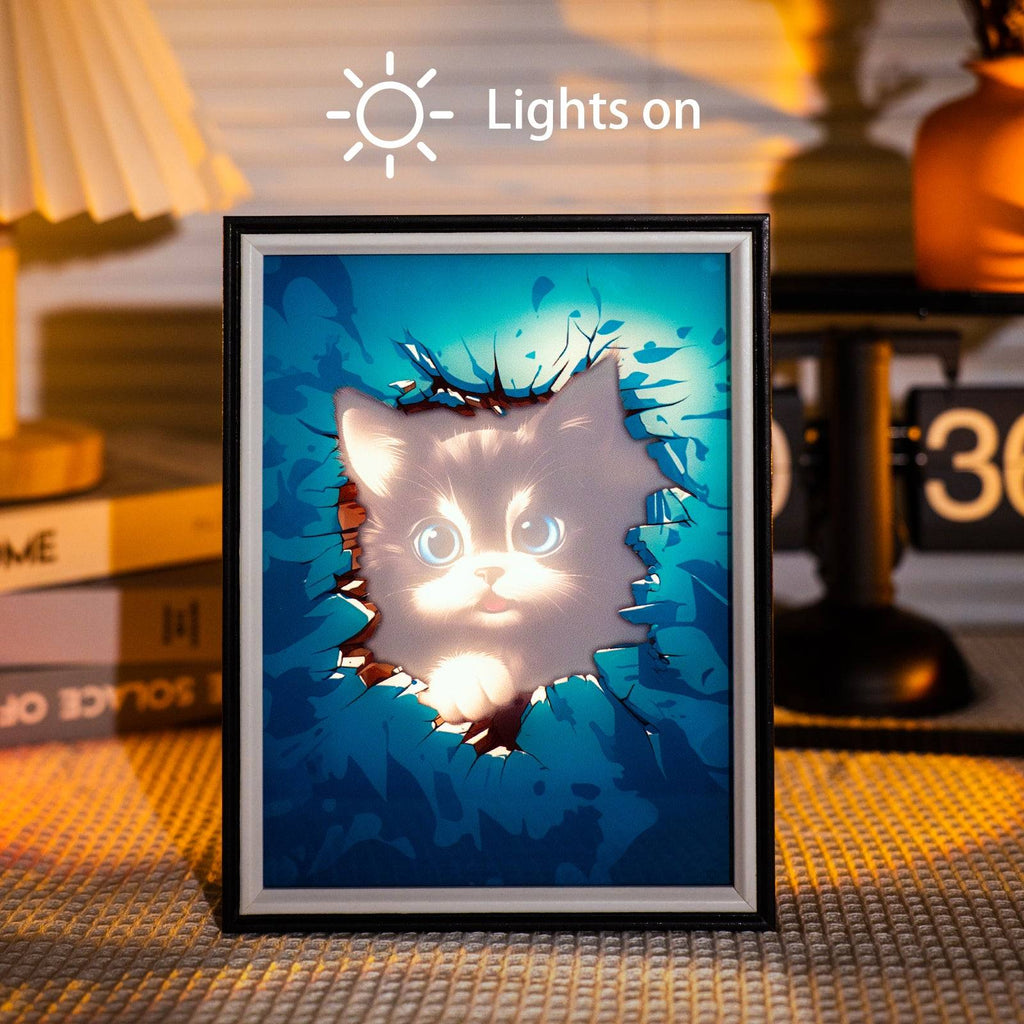 Black Cat Light Painting Lamp Artwork Night Light  animal series