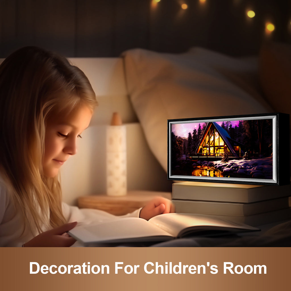 10 Inches Villa At Night LED Light Painting Lamp Artwork Night Light  landscape series