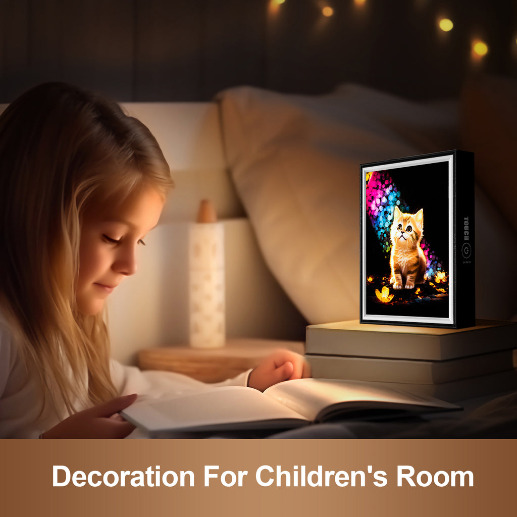 8 Inches Rainbow Cat LED Light Painting Lamp Artwork Night Light  animal series