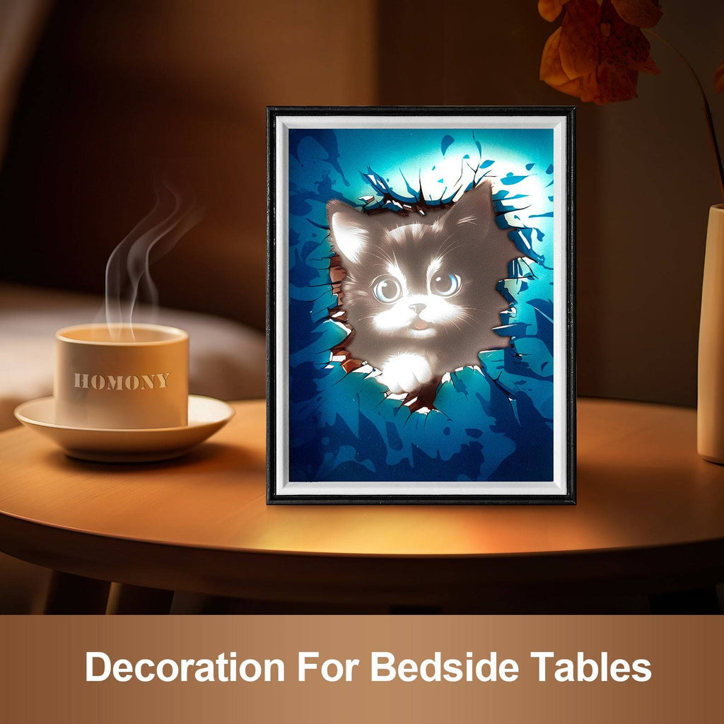 Black Cat Light Painting Lamp Artwork Night Light  animal series