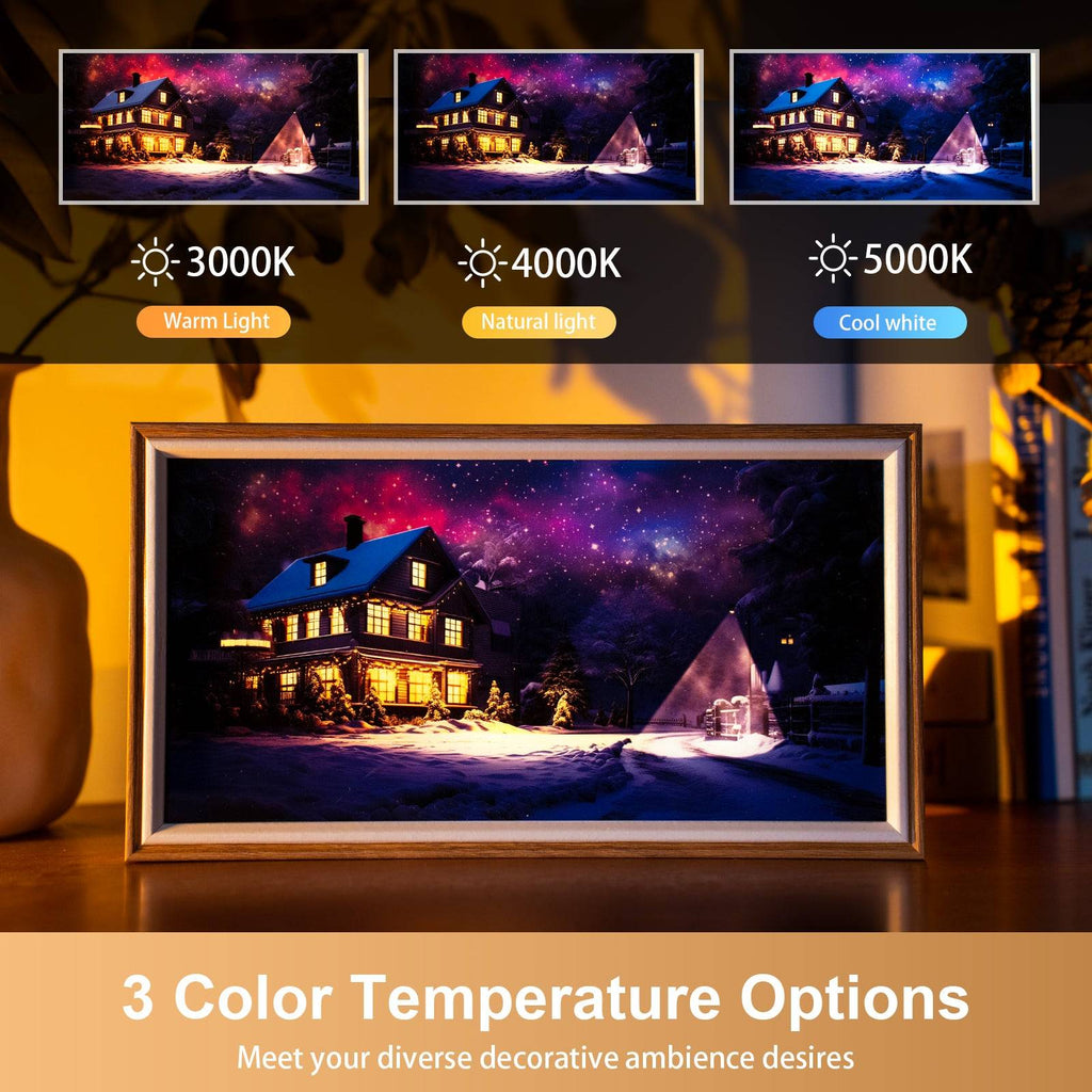 Snow Night Cabin LED Light Painting Lamp Artwork Night Light  landscape series