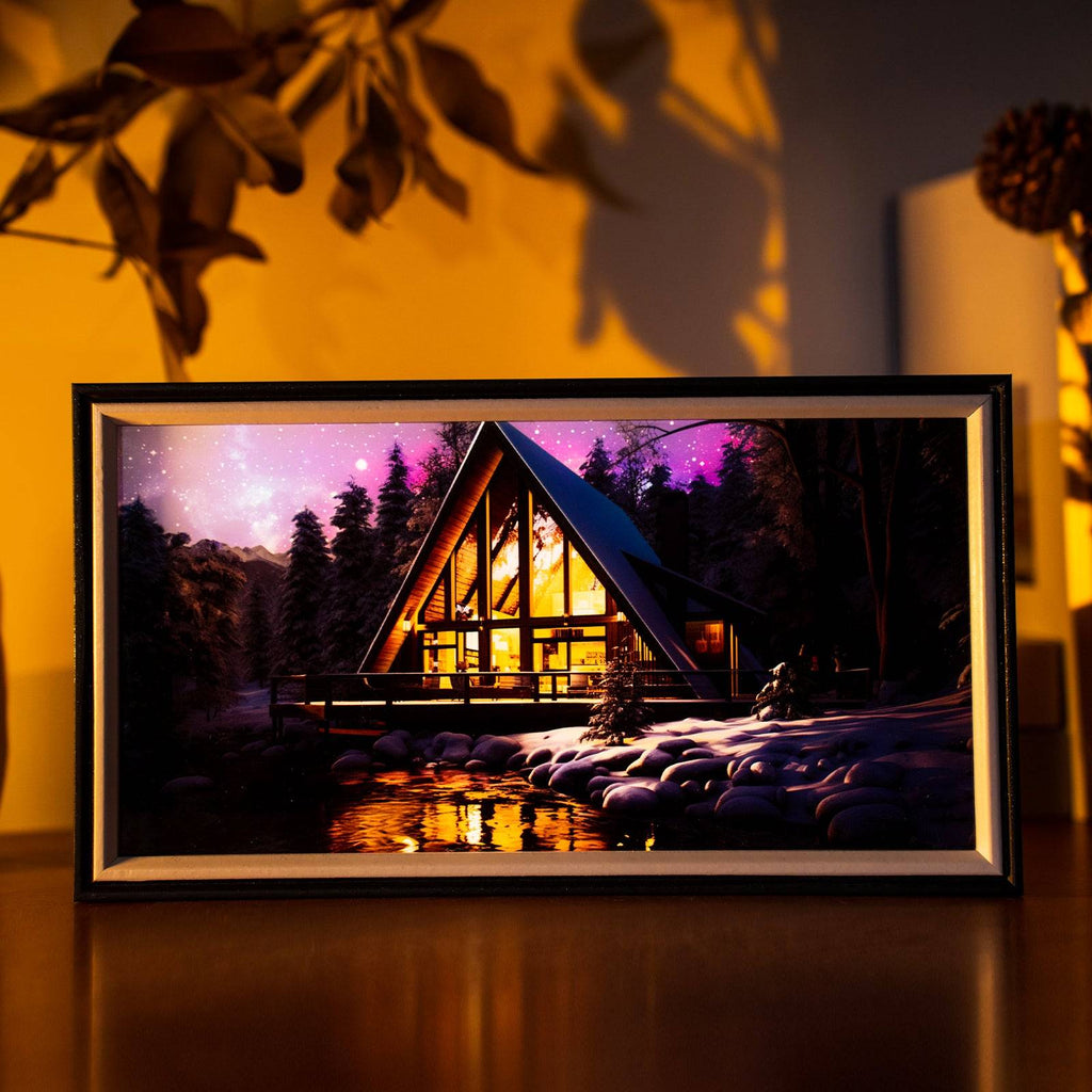 Villa At Night LED Light Painting Lamp Artwork Night Light  landscape series