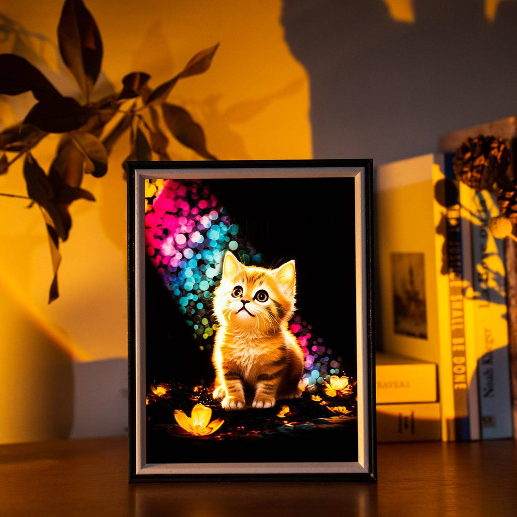 Rainbow Cat LED Light Painting Lamp Artwork Night Light  animal series